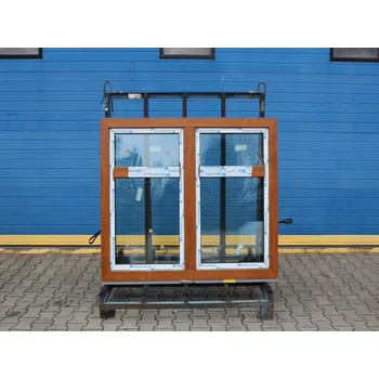 Okno VÝPRODEJ Plastové okno - KNIPPING 76 MD, 1515x1230 mm, O/OS sloupek, zlatý dub/bílá + příslušenství a montážní materiál zdarma