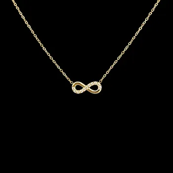 Náhrdelník Jemný náhrdelník z pozlacené chirurgické oceli s nekonečnem a krystaly č. 1751