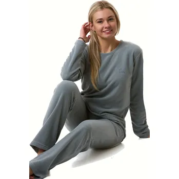Dámské pyžamo Měkké a hřejivé dámské pyžamo ze světle šedého flízu 1Z1739 šedá xxl