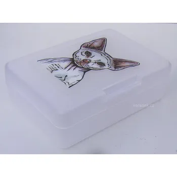 Dóza na potraviny Plastový box - kočka devon rex (objem 0,9 l / 1,2 l)