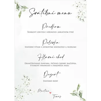 Svatební dekorace Svatební menu 293