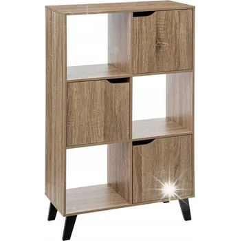 Komoda MODERNÍ KOMODA Ceda 3 POLICE + 3 SKŘÍŇKY dub