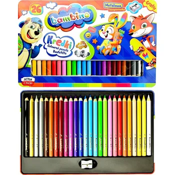 Kresba Pastelky silné Bambino 26 barev v kovové krabičce + ořezávátko