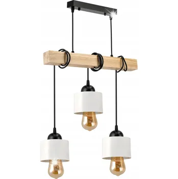 Závěsné Stropní Svítidlo LED Dřevěný nosník 3x E27 Lustr Hrnek Kovový