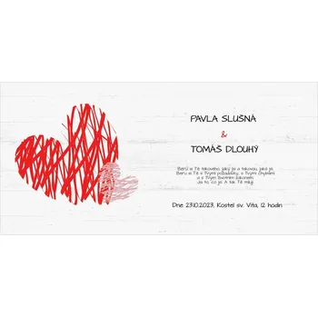 Svatební dekorace Svatební oznámení 101 – Šrafované červené a růžové srdce