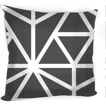 Povlak na dekorativní polštářek Bavlna Povlak na polštář 70x80 geometrie grafit na bílé