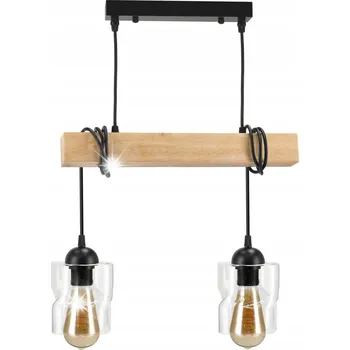 Závěsné Stropní Svítidlo LED Dřevěný Trám 2x E27 Lustr Čtverec Vinutý