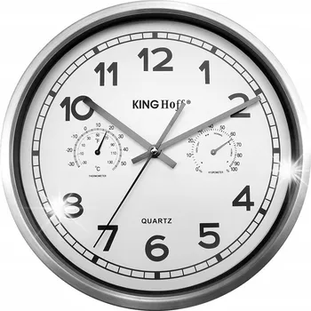 Hodiny Nástěnné Hodiny VELKÉ TICHÉ Teploměr Vlhkoměr OCEL