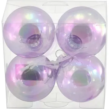 Vánoční dekorace Sada vánočních baněk, duhová, plast, 4 ks 37303