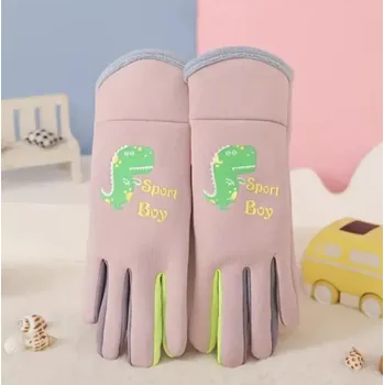 Rukavice Zimní termo rukavice - RŮŽOVÉ - DINOSAURUS - (3-6 let) (Značka: KUANGNIAN)