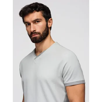 Pánské tričko Ombre Men's T-shirt with contrasting inserts and crew neckline - light grey Ombre šedá 3333670