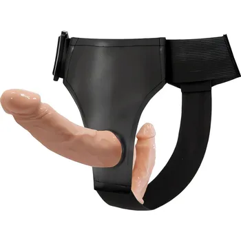 Připínací penis Sensual D42 Strap On s dvojitým dildem 13,5 cm a 10,2 cm