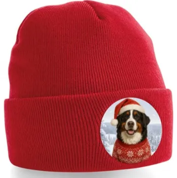Čepice ON-DESIGN Zimní vánoční čepice s Bernským salašnickým psem Barva: červená