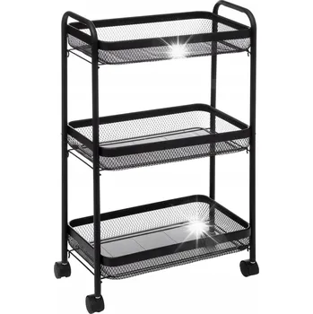 Servírovací stolek POJÍZDNÝ VOZÍK Mayaj černý kovový SE 3 KOŠÍKY