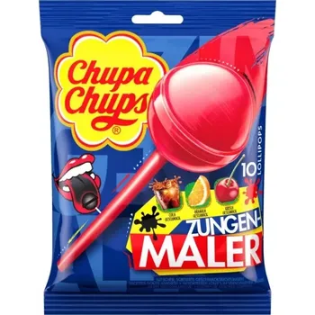 Bonbon Lízátko CHUPA CHUPS 10x 12 g ZUNGEN MALER (120 g) BARVICÍ (Chupa chups / barvicí lízátka ve 3 příchutích )