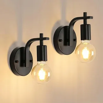 Lampička STĚNOVÉ SVÍTIDLO ČERNÉ noční E27 RETRO DO OBÝVACÍHO POKOJE 4-BALENÍ