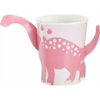 Party nádobí Kelímky narozeninové Růžoví Dinosauři - 266 ml - 8 ks Happy Birthday