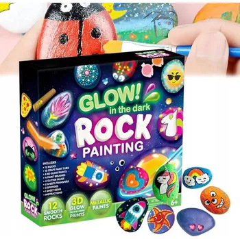 kreativní sada Sada na Malování Kamenů Kreativní Svítící ve Tmě Barvy Štětce DIY