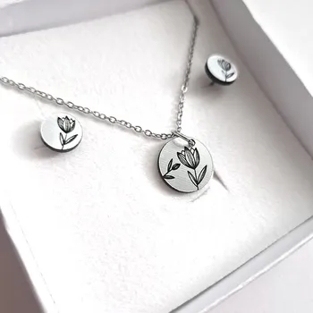 Souprava šperků TULIP silver sada sada šperků stříbrné plexi