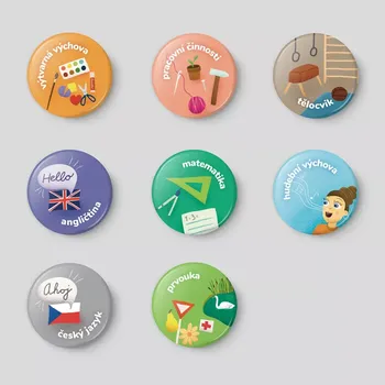 Magnetická kreslící tabulka Školní předměty - sada plánovacích magnetek 20 ks