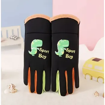 Rukavice Zimní termo rukavice - ČERNÉ - DINOSAURUS - (3-6 let) (Značka: KUANGNIAN)