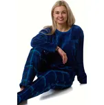 Modré kárované huňaté extra teplé dámské pyžamo 1Z1525 modrá m
