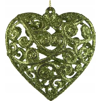 Vánoční dekorace 6x Vánoční Koule zelená srdce