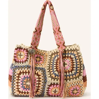 Kabelka Anokhi Nakupující, krémová / růžová / černošedá