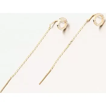 Náušnice Dámské náušnice žluté zlato 585 řetízkové se zirkony 163P-122579