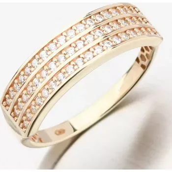 Prsten Dámský prsten žluté zlato 585 se zirkony 111P-110745 velikost 53