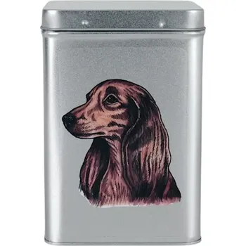 Dóza na potraviny Plechová dóza - jezevčík dlouhosrstý barevný (objem 1,5 l)