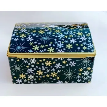 Dóza na potraviny ECTES Vánoční plechová dóza s vločkami