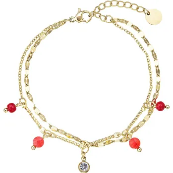 Náramek Náramek ocelový s červeným achátem 43068.3