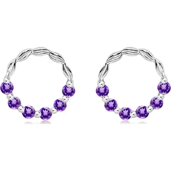 Náušnice Snow S Amethyst - stříbrné náušnice s fialovým amethystem