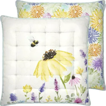 Polštář IHR Dekorační Polštář 45x45 cm Summer bees krémová, květinový vzor do obýváku