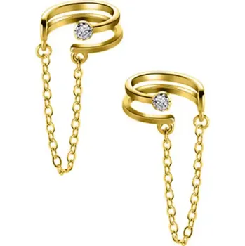 Náušnice For Silver Dvojitá náušnice s řetízkem a zirkonem- Stříbro 925 zlatá