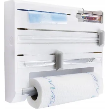 Zásobník na fólie, papírové utěrky a kuchyňské doplňky 5v1 na zeď