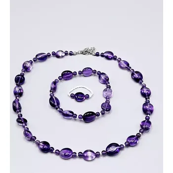 Náhrdelník Náhrdelník - Ametyst AA troml, kuličky a Delica