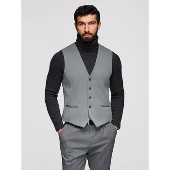 Pánská vesta Ombre Elegant men's SLIM FIT herringbone vest - grey Ombre černá | šedá 3391543