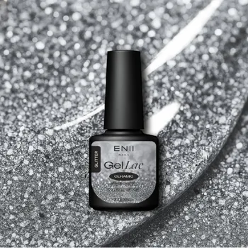 Lak na nehty ENII NAILS Gel lak Ceramic 293 Foily Silver - gelový lak bez HEMA, 5 ml