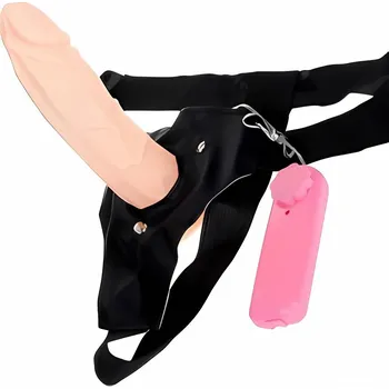 Připínací penis Sensual Strap On Dildo s vibracemi 18 cm