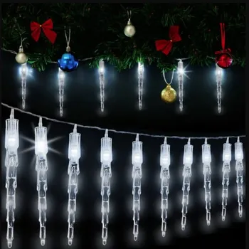 Vánoční dekorace DEU vánoční svítící rampouchy 6,2m teplá bílá