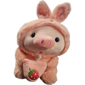 plyšák Leventi Bubble Tea Prasátko Plush - růžový zajíček