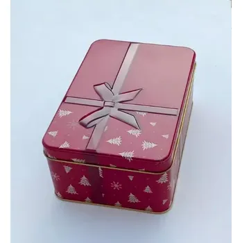 Dóza na potraviny Vánoční plechová dóza s mašlí