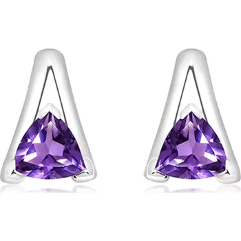 Náušnice Edge S Amethyst - stříbrné náušnice s fialovým amethystem