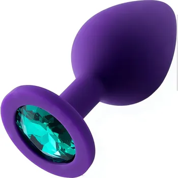 Anální kolík Sensual A35 Anální kolík silikonový s krystalem 7,2 cm, fialový