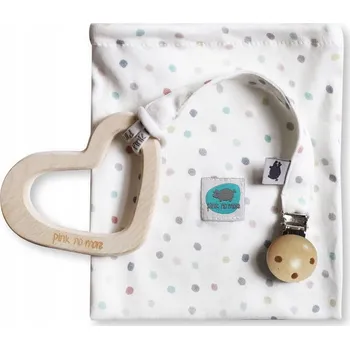 Dřevěné kousátko pro miminko hračka Montessori 3v1, závěs + pouzdro