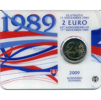 (2009) Slovensko - 2 € - mincovní karta - 20. výročí 17. listopadu 1989