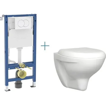 Klozet Geberit + Jika Set předstěnové instalace Duofix Delta + klozet a sedátko Jika Enigma + tlačítko Delta 01, bílá