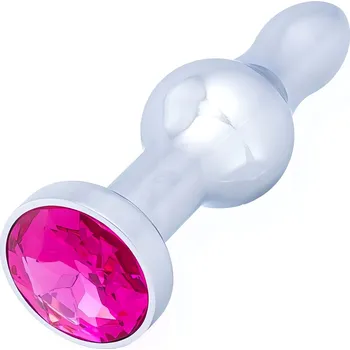 Anální kolík Sensual A37-7 Anální kolík s krystalem 10 cm, stříbrná